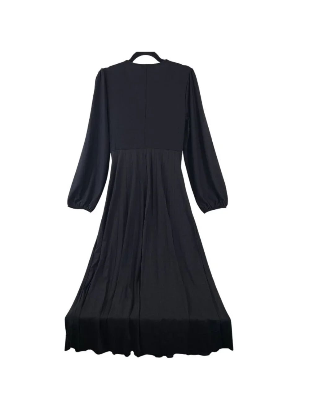 NEW Baltic Born Lynda Pleated Midi Dress Black Long Sleeve Knot Front Sz M